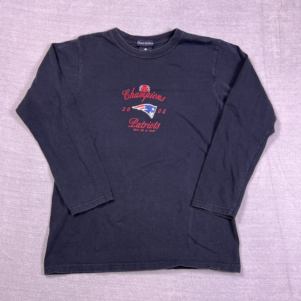 VTG Quail Hollow Womens Black New England Patriots Champions 2004 T-Shirt Size S